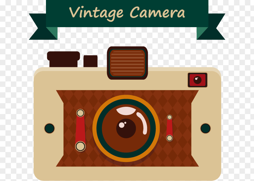 Vector Retro Brown Camera Instant Photography PNG