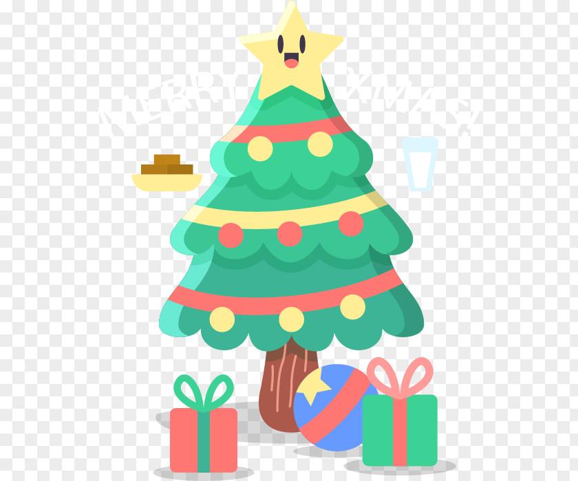 Cute Christmas Tree Gift Clip Art PNG