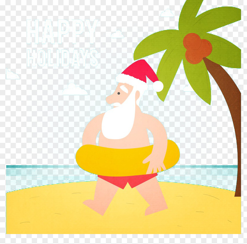 Santa Claus On The Beach PNG