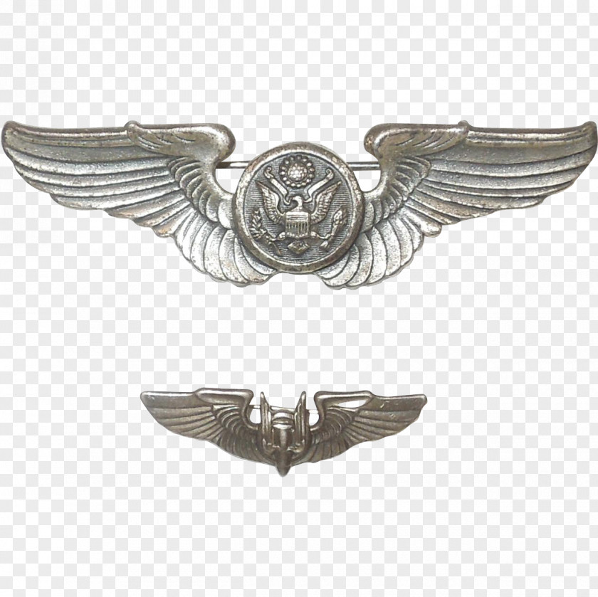 Silver United States Army Air Forces Aviator Badge Of America Corps PNG