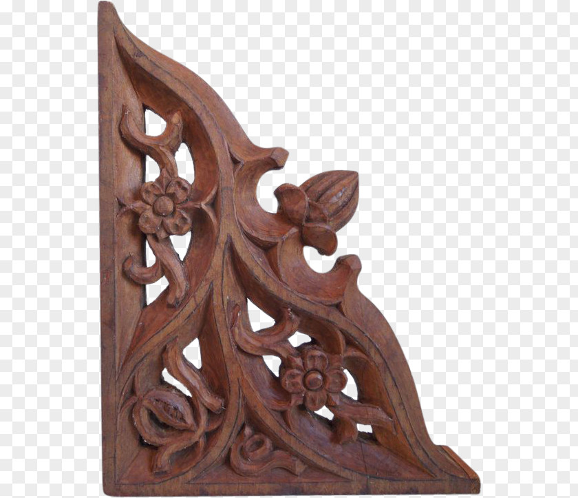Beautifully Hand Painted Architectural Monuments Wood Carving Bracket Corbel PNG