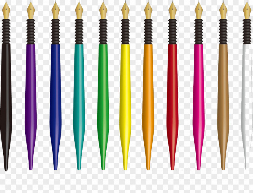 A Row Of Colorful Pen Creative School Supplies Drawing PNG
