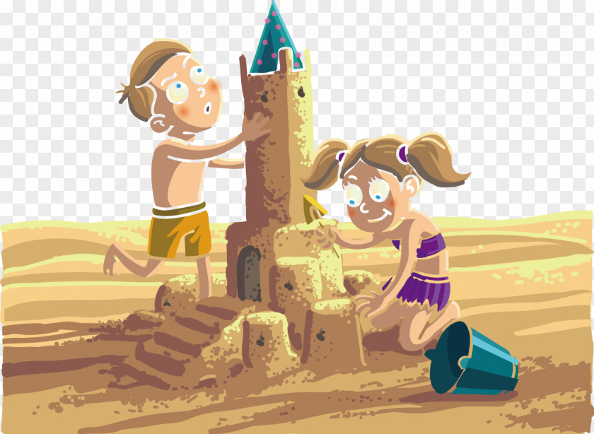 Sand Castle Vector Material Beach PNG