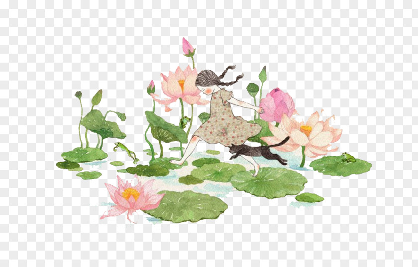 Cartoon Lotus Pool Swimming Icon PNG