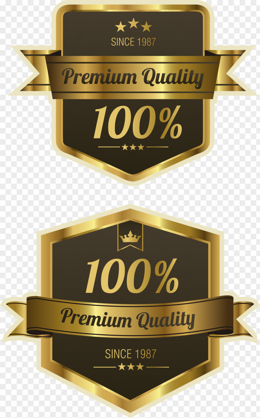 Vector Hand Painted Gold Badge Quality Label Royalty-free PNG