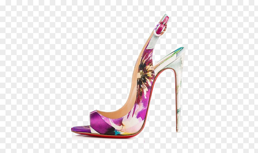 Ultra-high Heels Purple Flowers Court Shoe Slingback High-heeled Footwear Stiletto Heel PNG