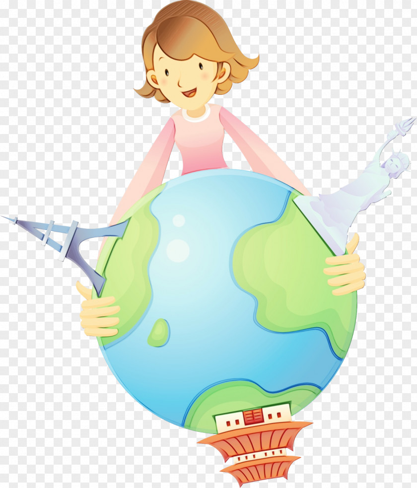 Globe World Watercolor Background PNG
