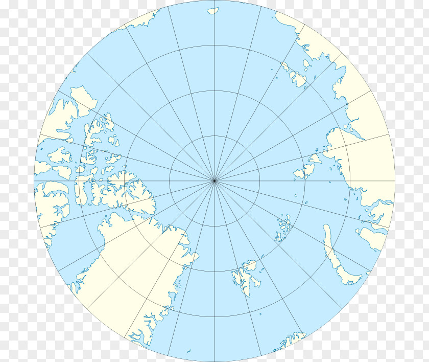 North Pole Arctic Ocean Circle Magnetic Azimuthal Equidistant Projection PNG