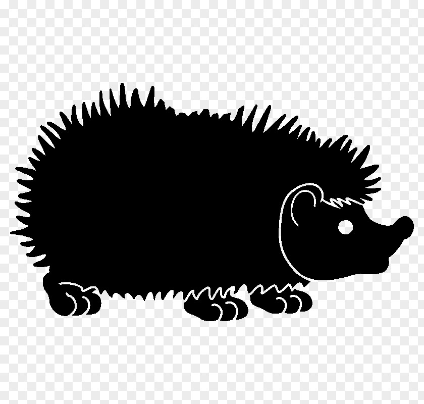 Hedgehog Black Silhouette White PNG