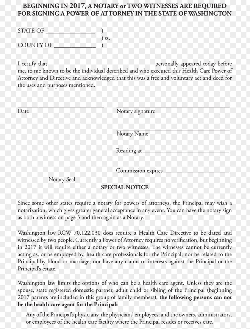 Power Of Attorney Document Notary Template Form PNG