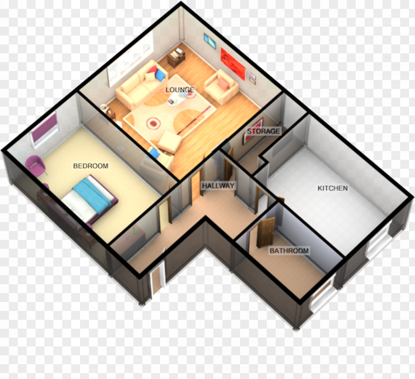 ROAD Flat Floor House Open Plan Dining Room Living PNG