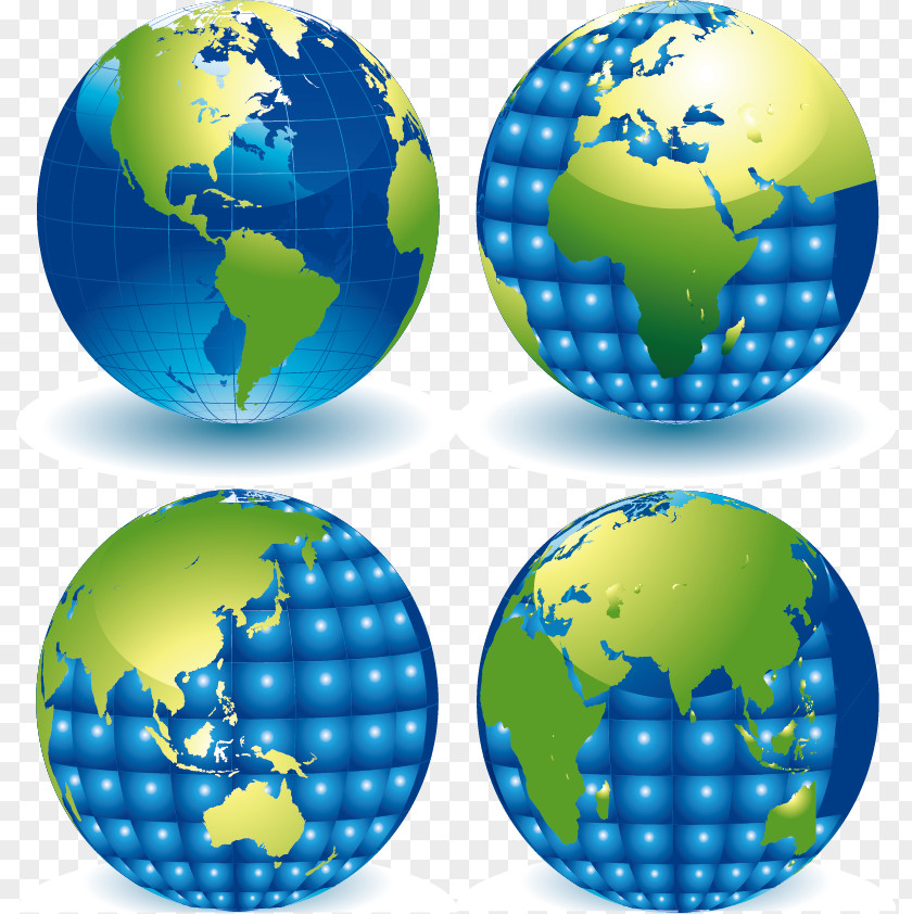 Four Kinds Earth Globe World Stock Photography Illustration PNG