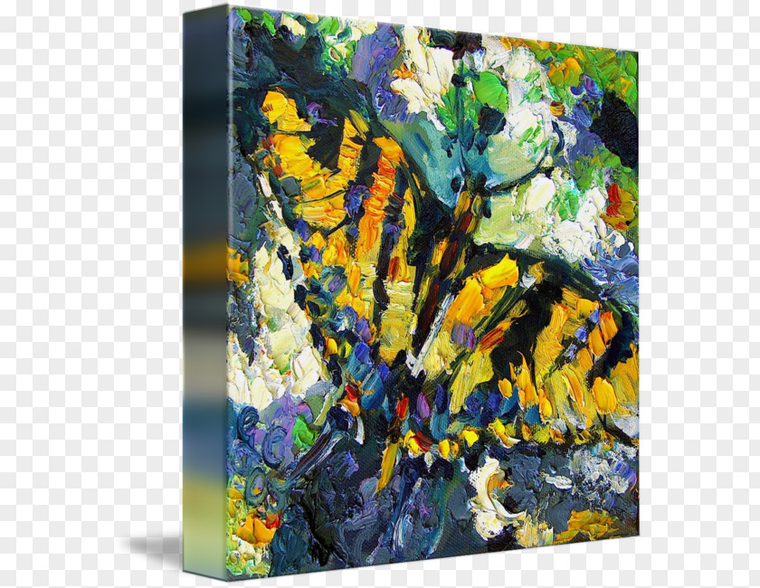 Glossy Butterflys Painting Flower Modern Art Pollinator PNG
