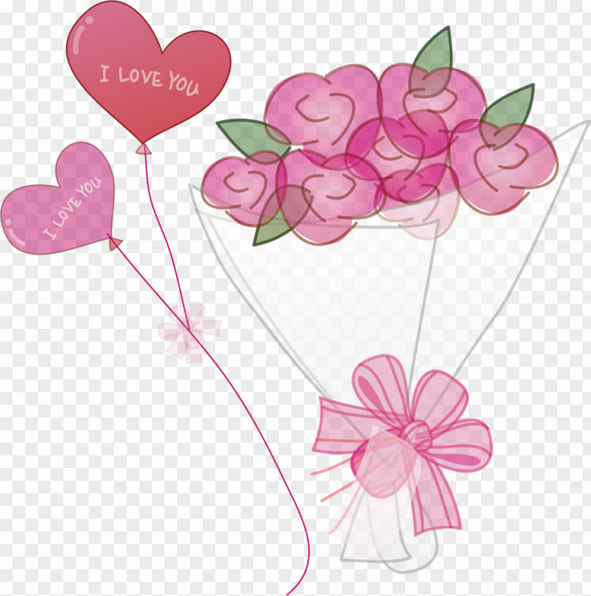 Heart Balloon Floral Design Nosegay Flower PNG