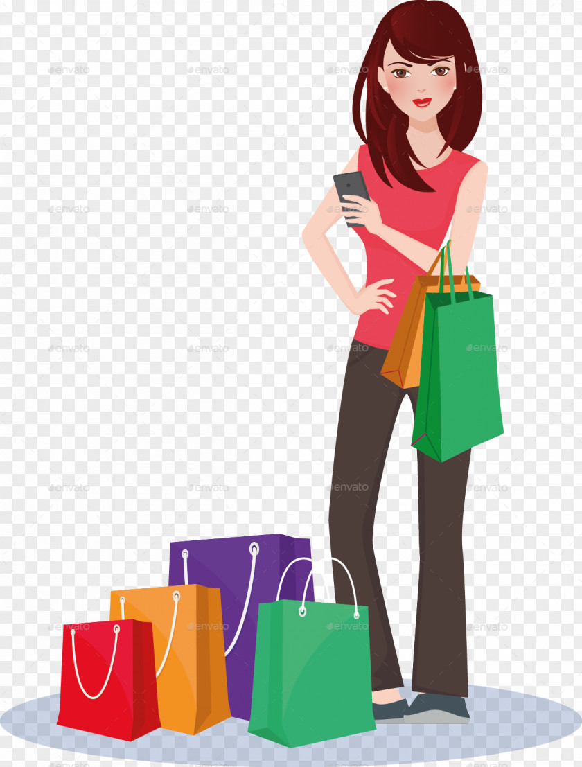 Shopping Woman Bags & Trolleys PNG