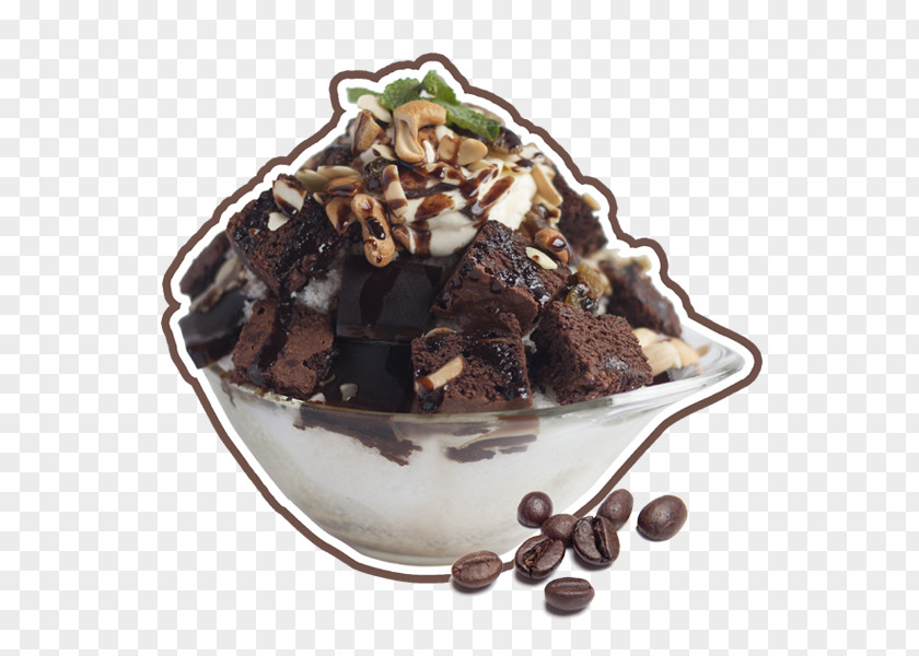 Ice Cream Sundae Chocolate Brownie Dame Blanche Syrup PNG