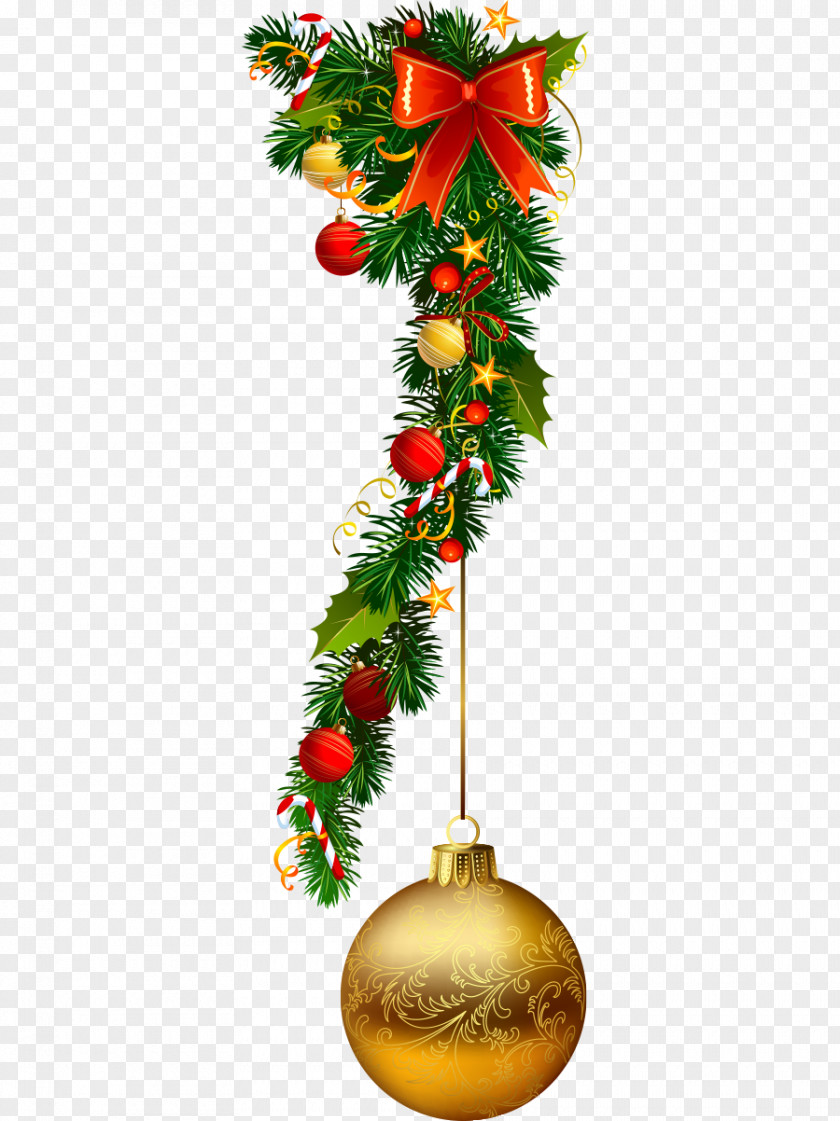 Vector Christmas Decoration Leaves Ornament Garland PNG
