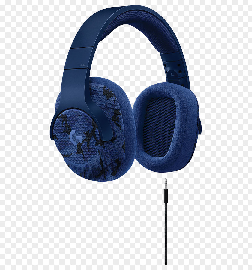 Gaming Headset Blue Logitech G433 Microphone Headphones 7.1 Surround Sound PNG
