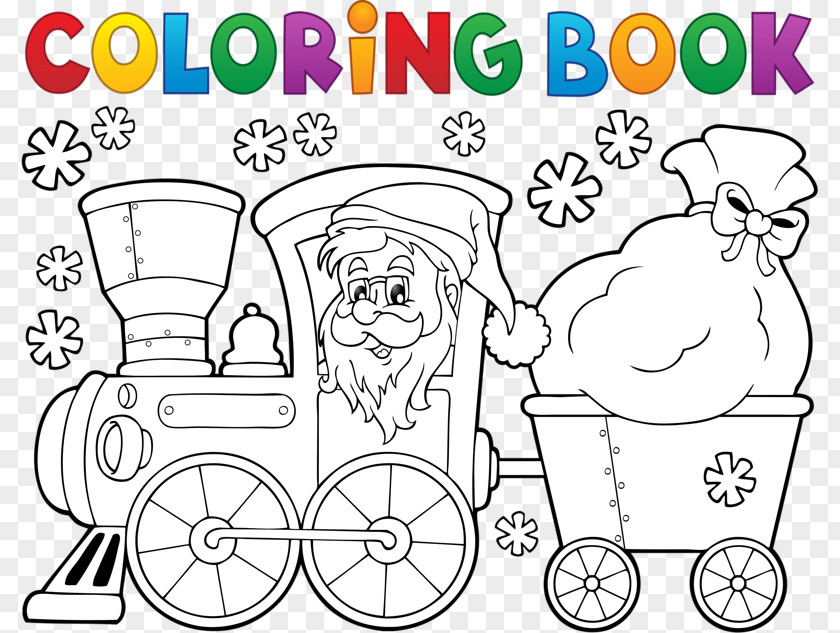 Santa Claus Car Train Coloring Book Christmas PNG