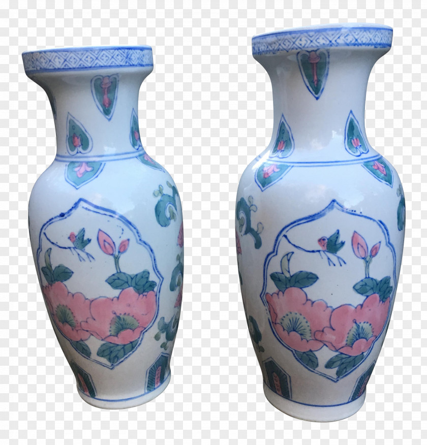 Hand Painted Lotus Blue And White Pottery Vase Ceramic Cobalt Porcelain PNG
