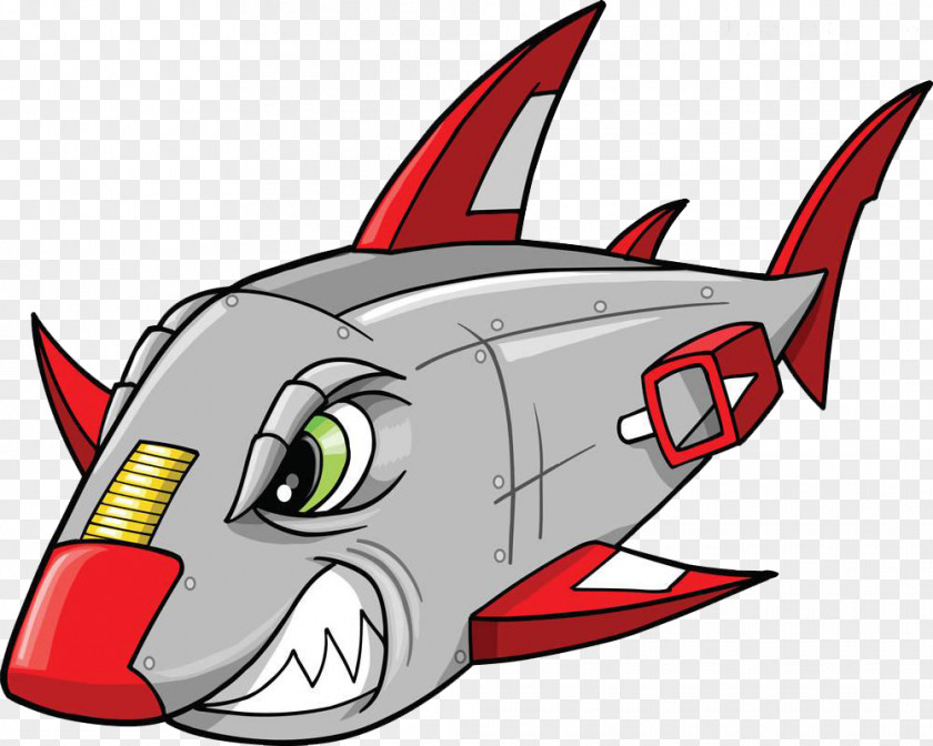 Mech Painted Cartoon Shark Cyborg Robot Royalty-free Illustration PNG