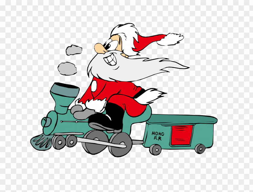 Santa Claus Train Rail Transport Tram Christmas PNG