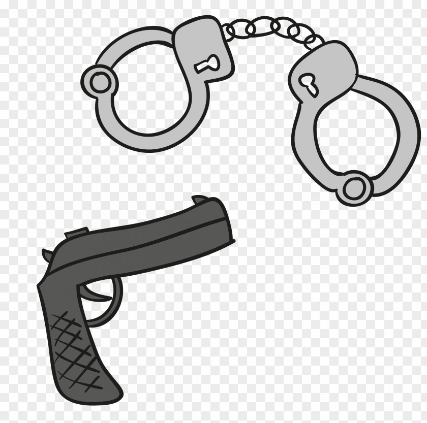 Vector Handcuffs And Gun PNG