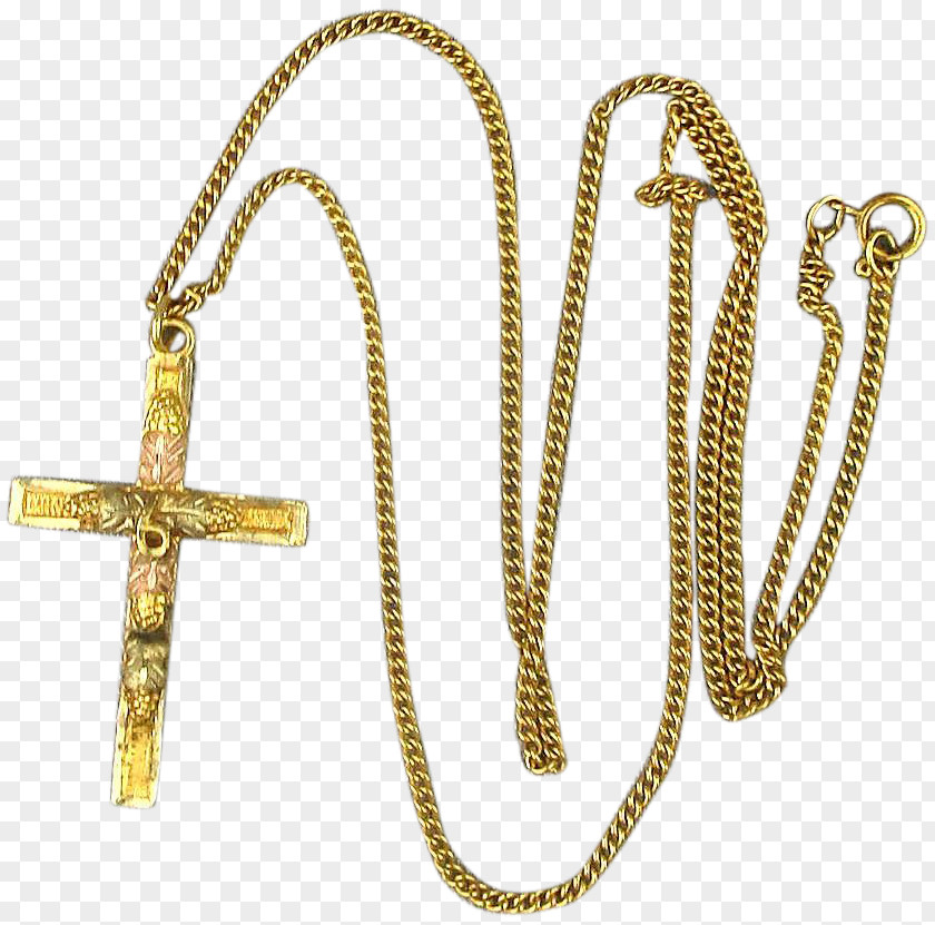 Necklace Cross Gold Black Hills Body Jewellery PNG