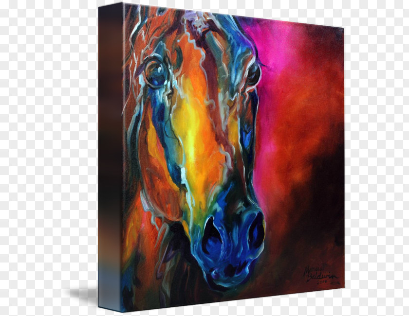 Abstract Horses Arabian Horse Modern Art Visual Arts Oil Painting Reproduction PNG