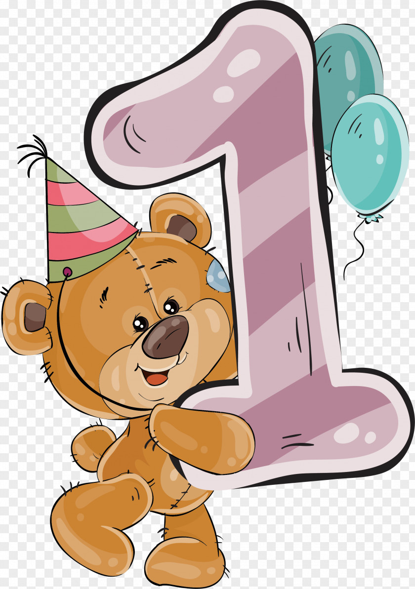 Birthday Greeting Card New Year Holiday PNG card Holiday, Happy birthday!, bear holding 1 illustration clipart PNG