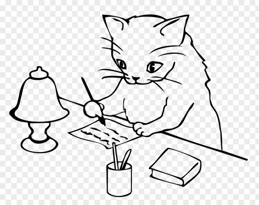 Cat Writing Writer Letter PNG