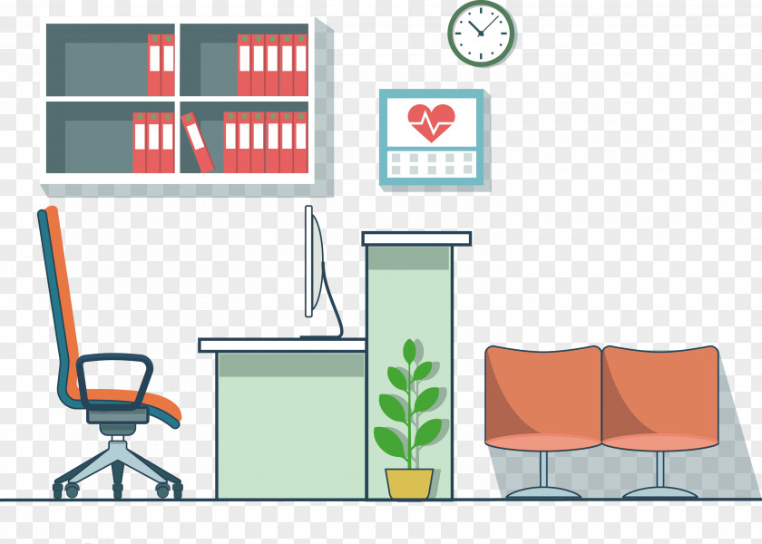 Medical Flat Interior Design Material Table Chair Office PNG