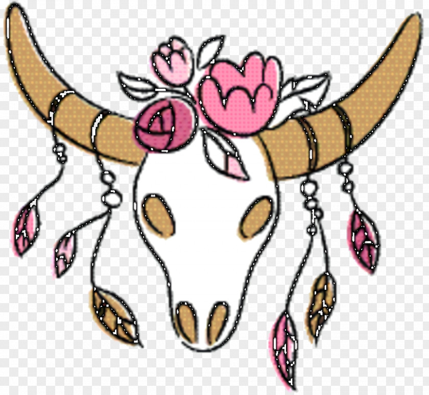 Ox Bull Pink Flower Cartoon PNG