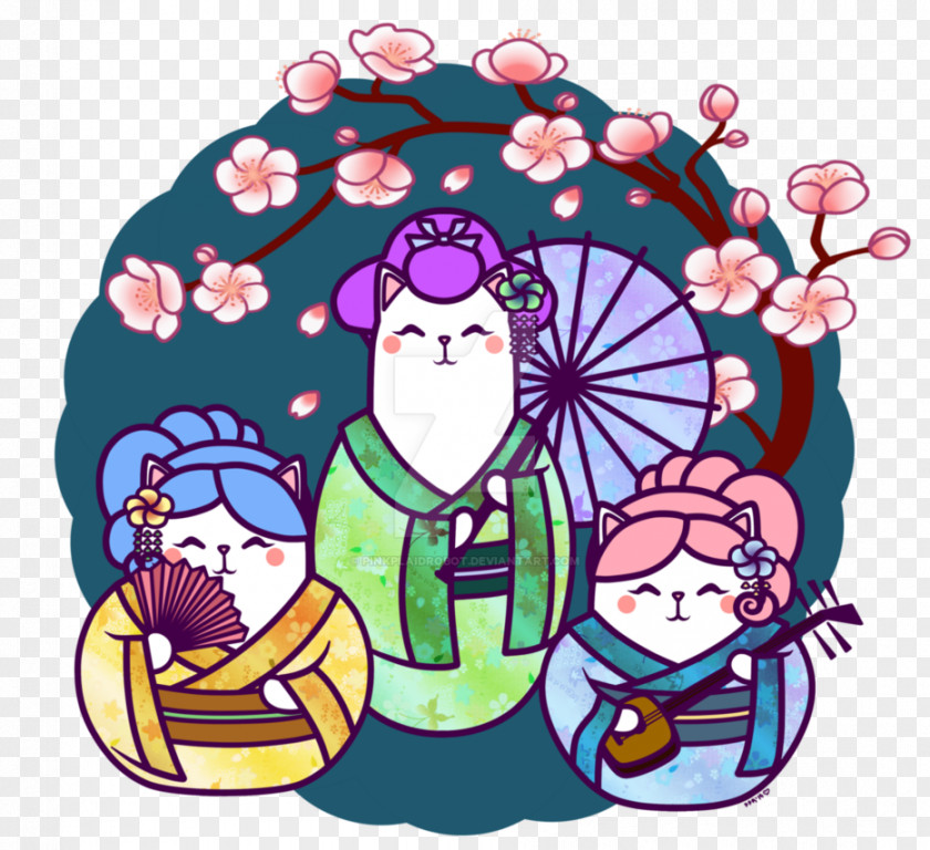 Pink Plaid Drawing Geisha Cartoon Clip Art PNG