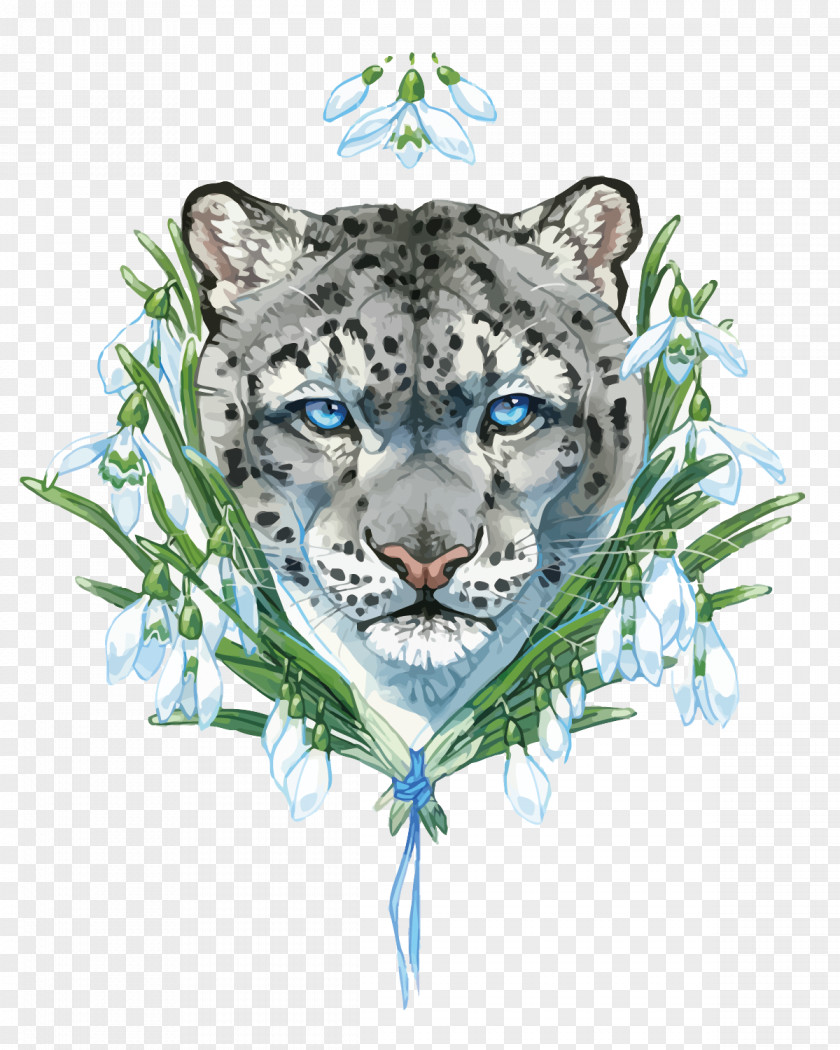 Vector Gray Leopard Snow Tiger PNG
