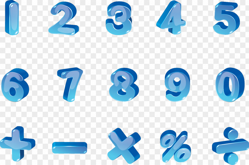 3D Digital Blue Operators Number Download Clip Art PNG