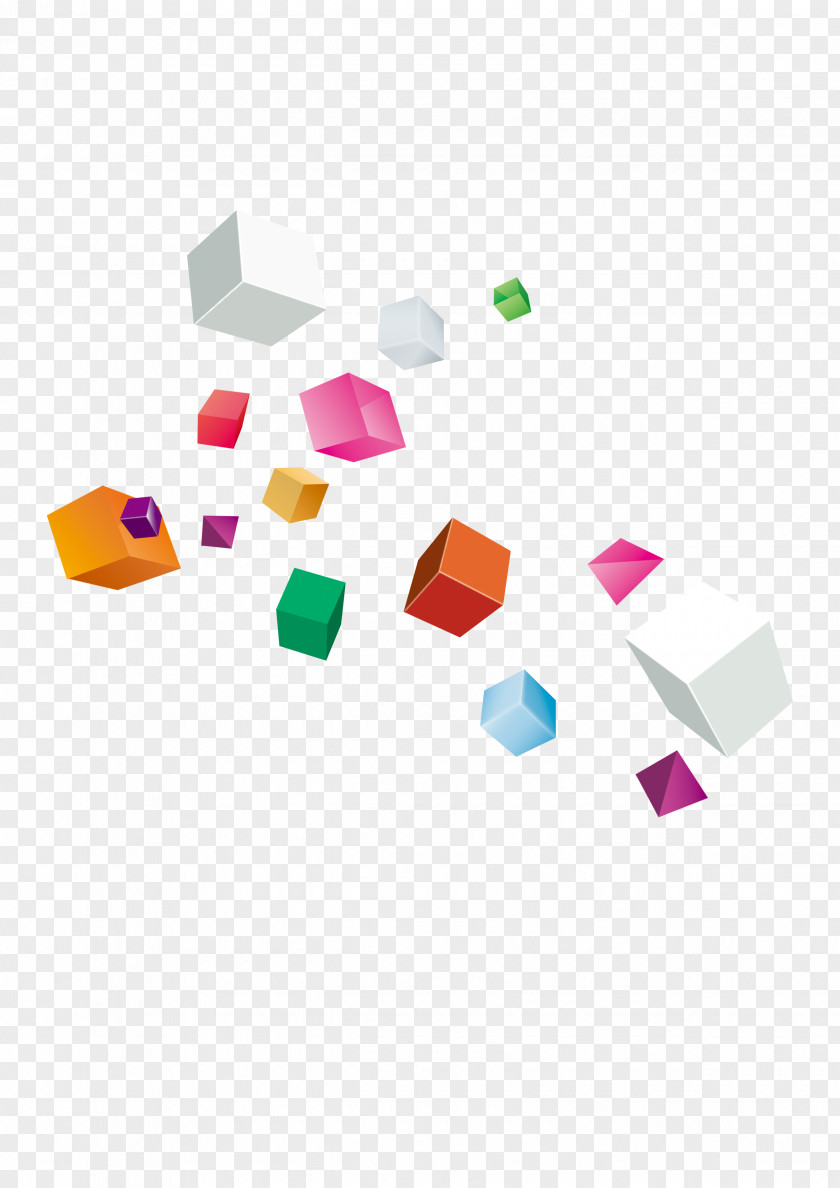 Floating Cube Colorful PNG