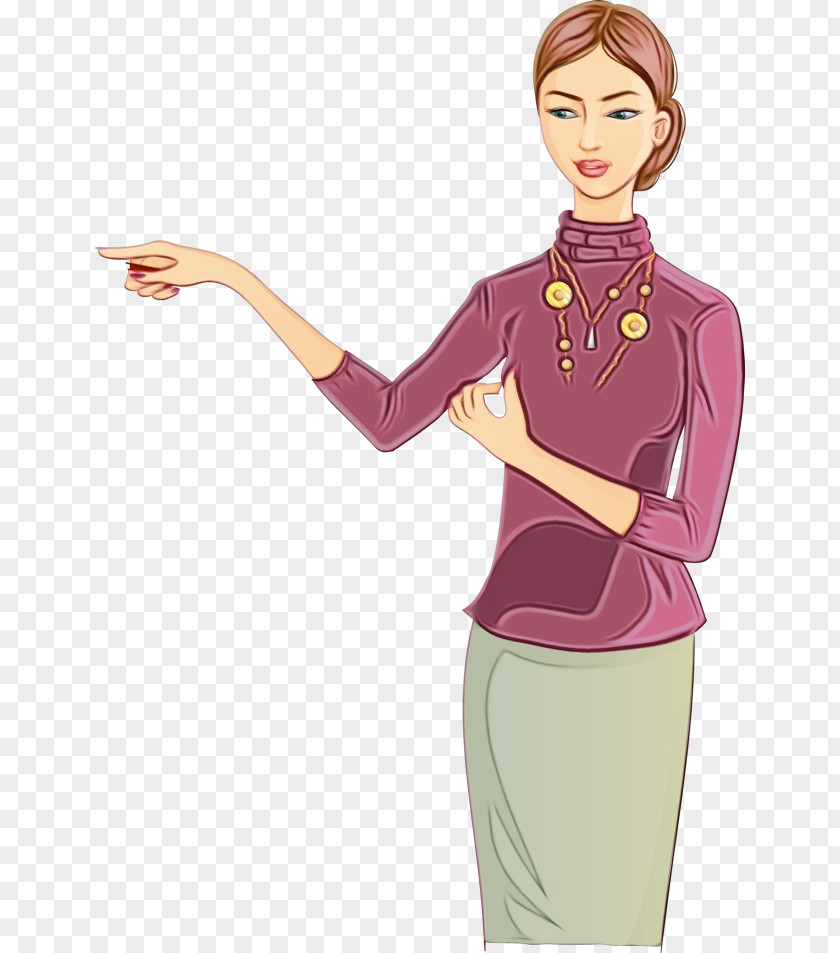 Style Uniform Cartoon Standing Pink Arm Gesture PNG
