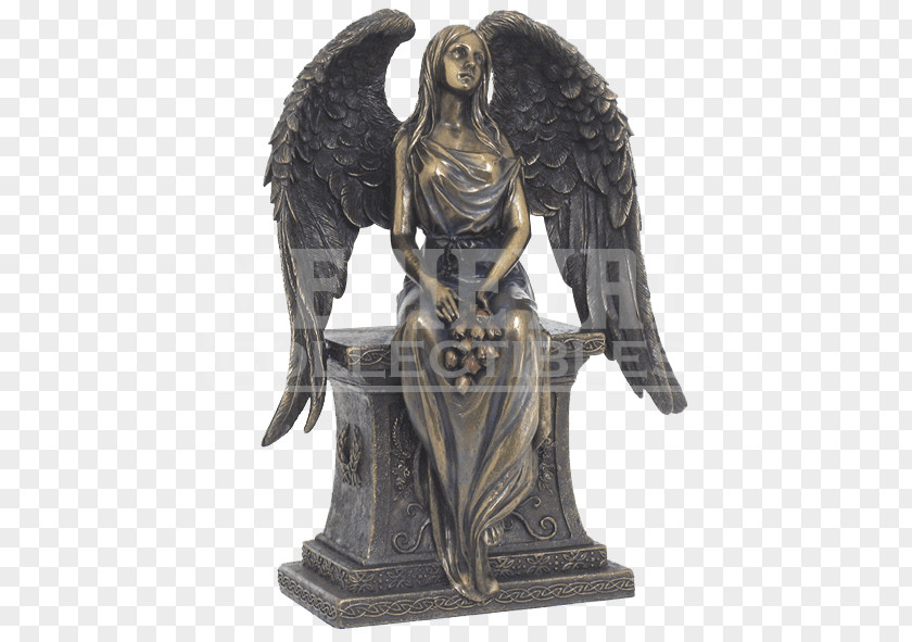 Angel Statue Michael Mourning Bronze Sculpture PNG