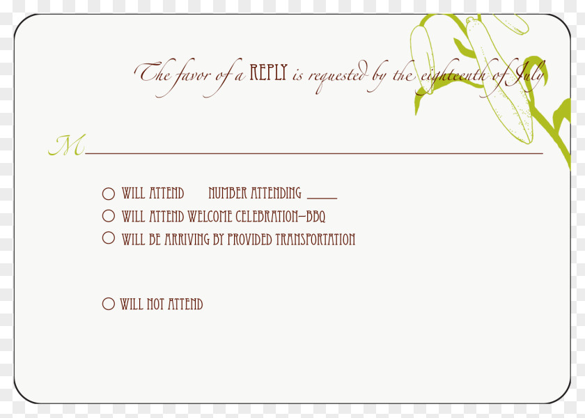 Wedding Invitation AI Green Line Flower Brand Font PNG