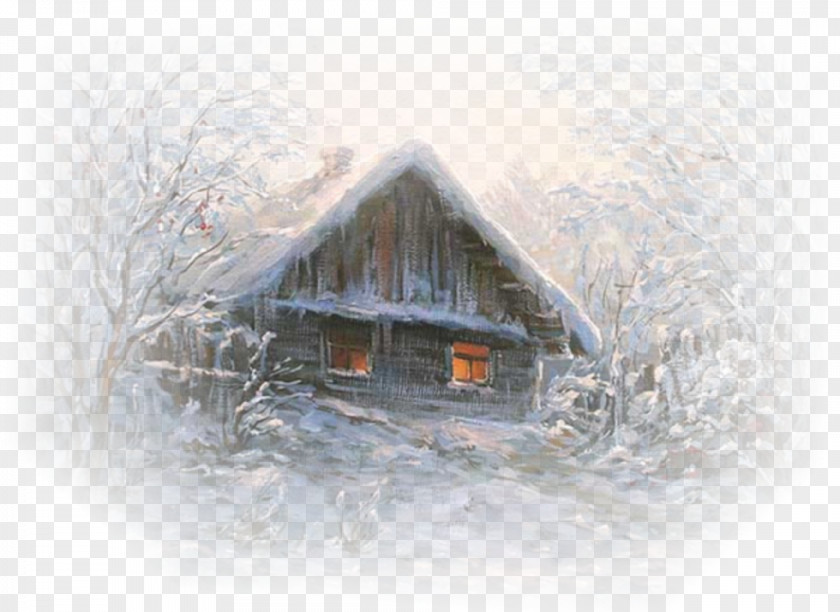 Winter Landscape Painting Clip Art PNG