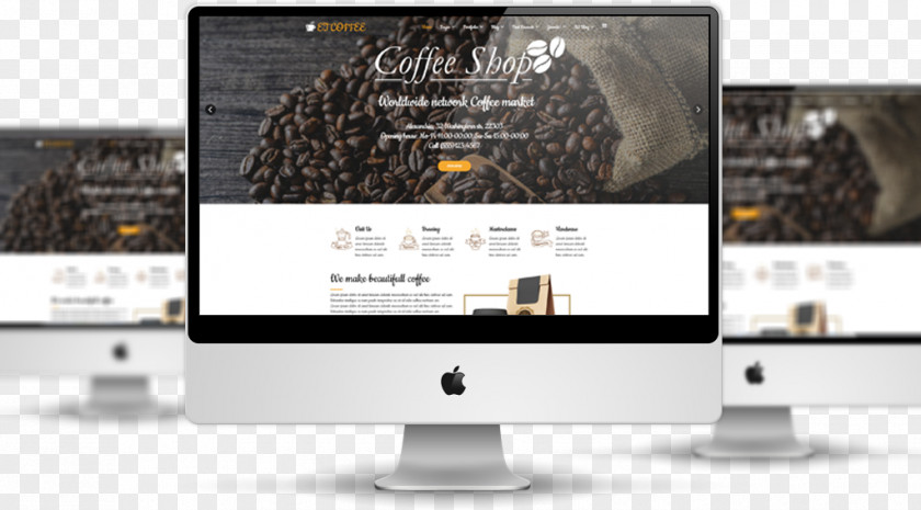 Mockup Packaging Coffee Responsive Web Design Template System Development PNG