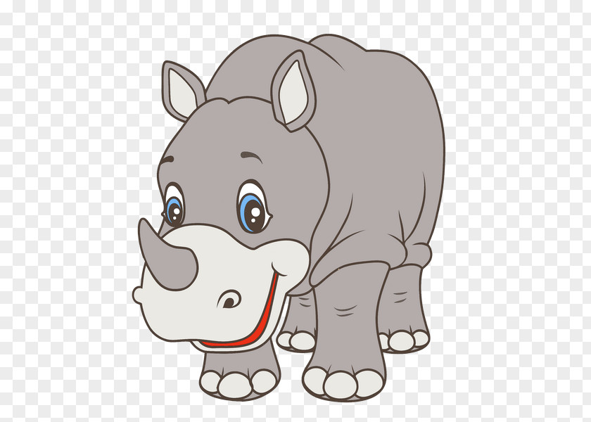 Cartoon Rhino Rhinoceros Hippopotamus Mammal PNG