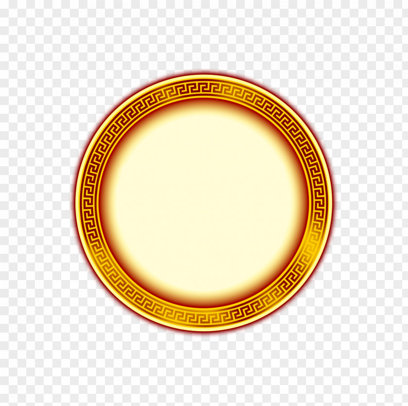 Chinese Style Round Frame Yellow Totem Material Circle PNG