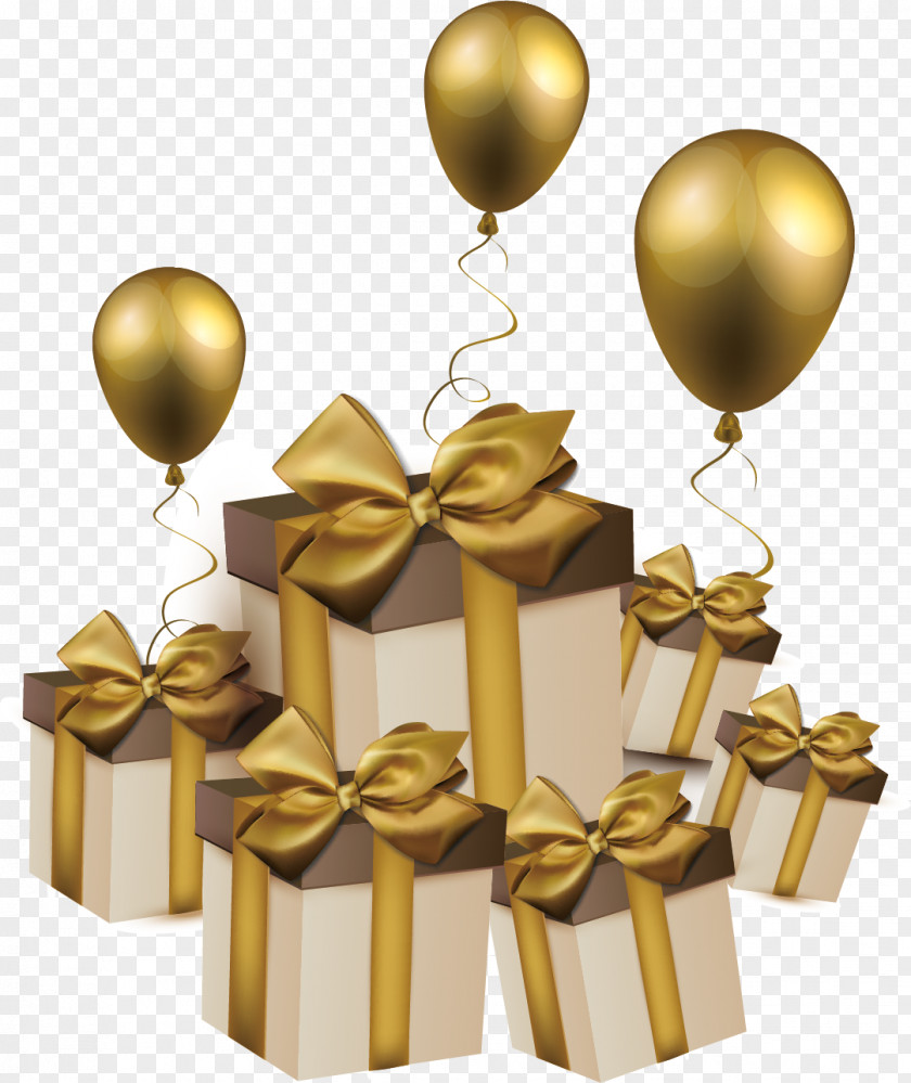 Golden Gift Balloon PNG