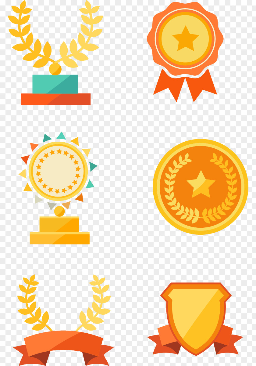 Yellow Trophy Glory Decoration Pattern Medal Euclidean Vector Icon PNG