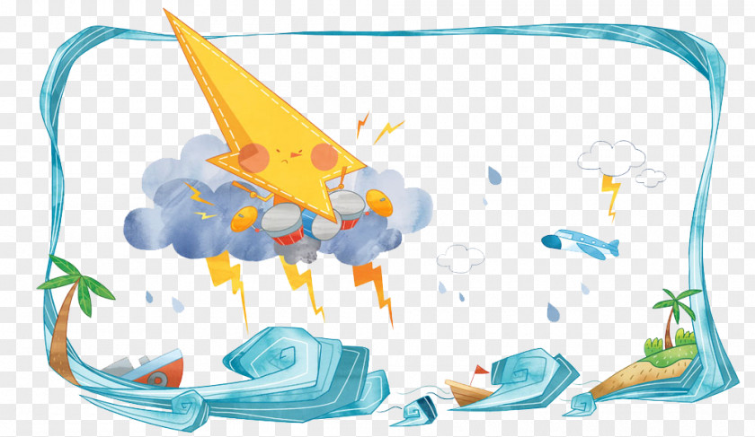 Watercolor Weather Lightning Storm Pictures Cartoon Speech Balloon PNG