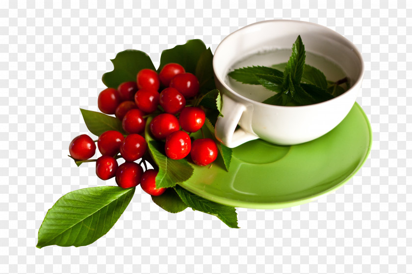 Beautiful Cherry Fruits Tea Boil Headache Therapy Sinusitis Pain PNG
