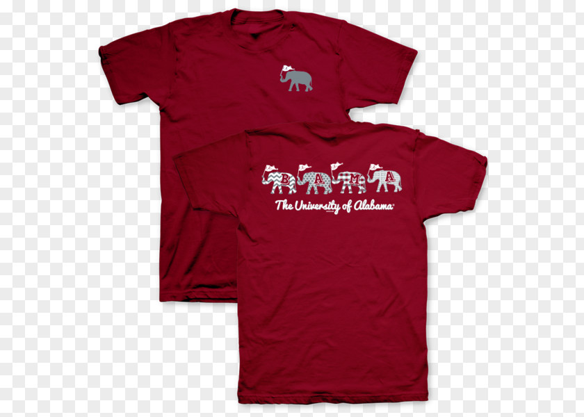 Elephant Motif T-shirt Clothing Sleeve Crimson Polo Shirt PNG