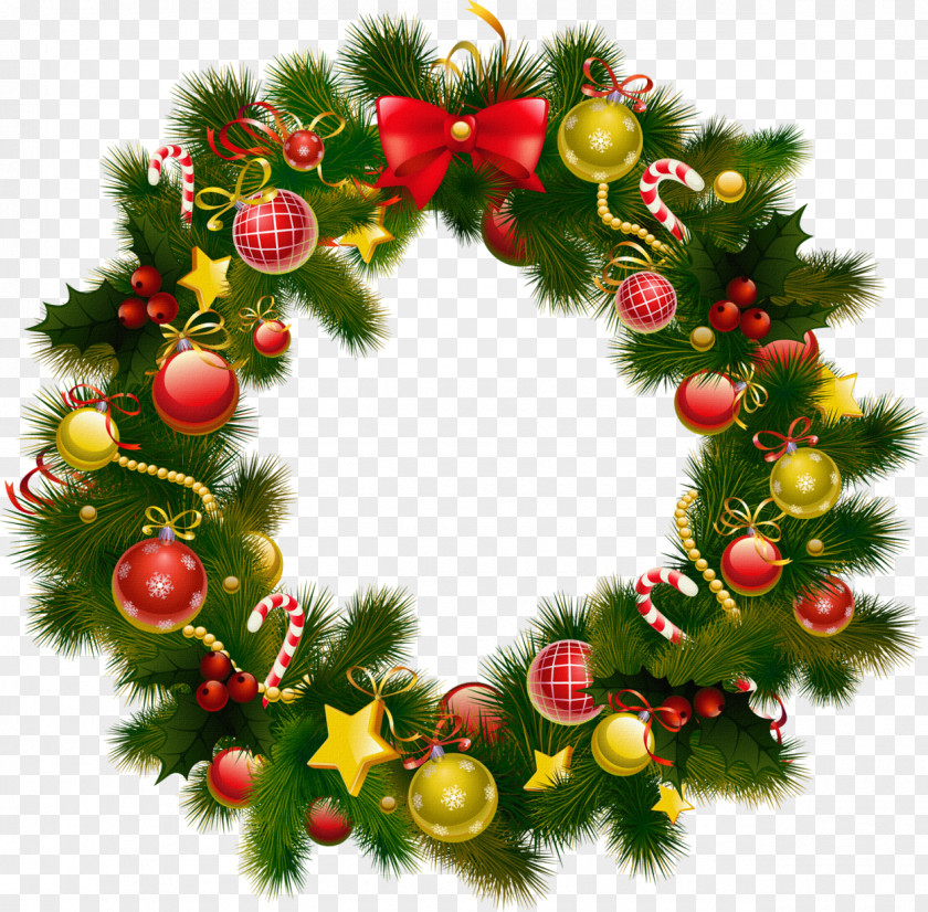 Evergreen Garland Cliparts Merry Christmas, Vol. IV New Years Day Wreath Wallpaper PNG